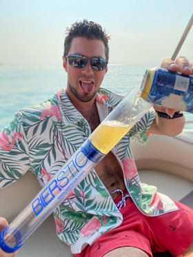 Bierstick 24oz capacity highlighted for rapid beverage refreshment