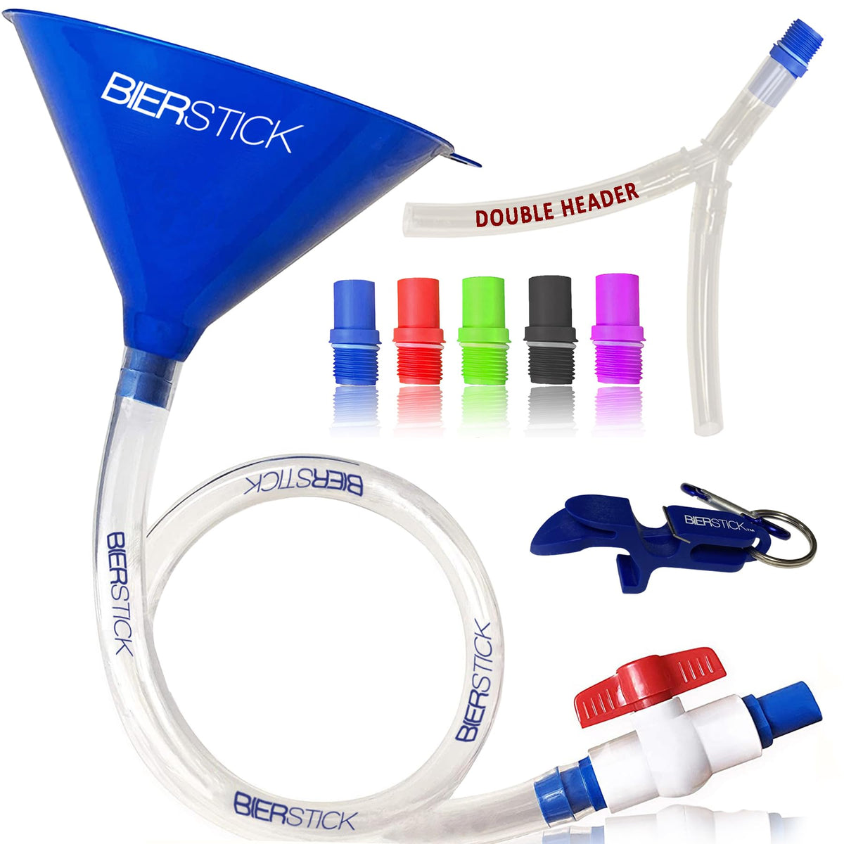 Bierstick beer bong tube and funnel with valve for fast chugs.