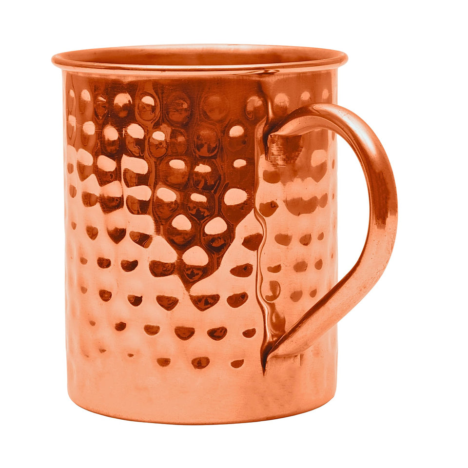 BIFFELY copper mug close-up reveals hand-hammered texture for authentic serving