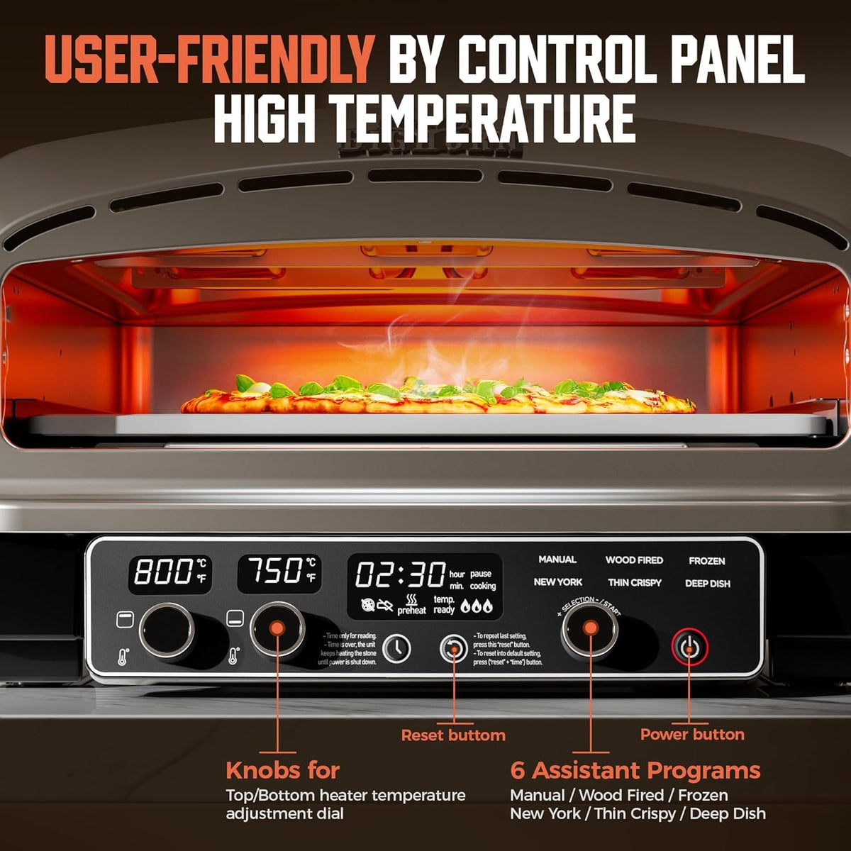 BIG HORN 850°F capability highlights fast, even baking of pizzas.