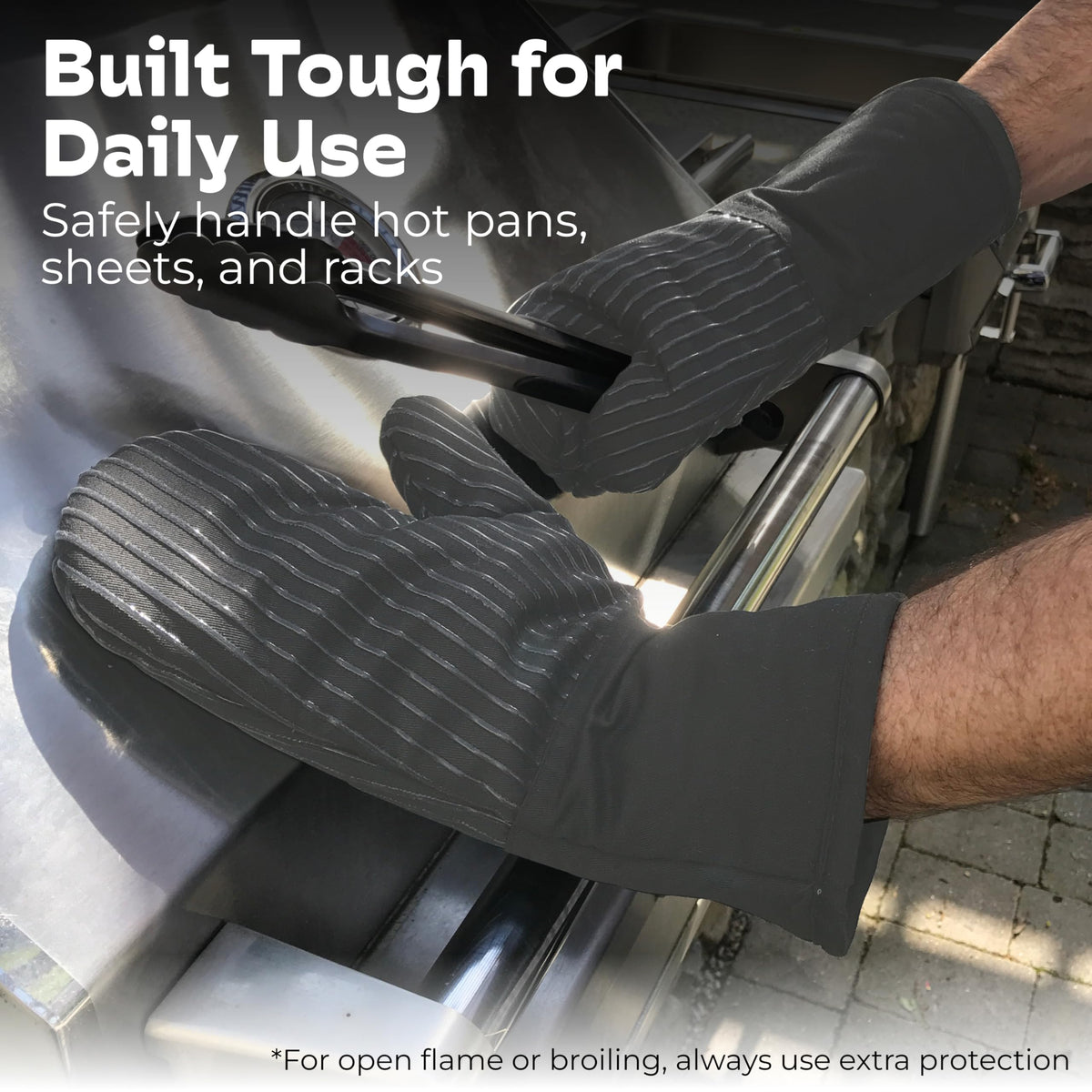 Big Red House durable gray mitts combine silicone grip with soft cotton for comfort.