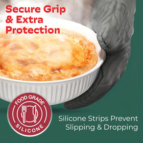 Big Red House silicone-lined palms offer flexible grip for safe handling of hot trays.