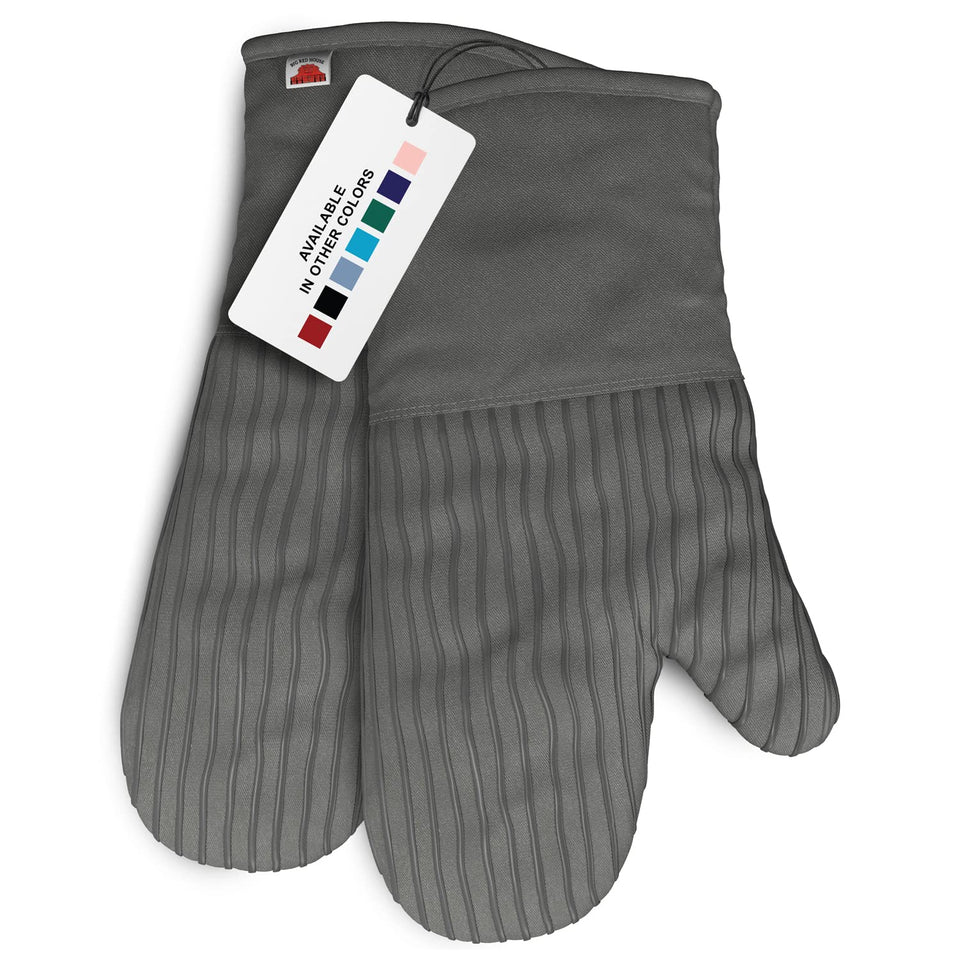 Big Red House gray silicone oven mitts in a 2-pack with heat protection up to 536°F.