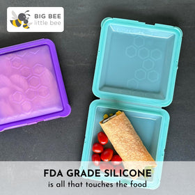 SoftShell slide-lock keeps container securely closed and resists leaks.