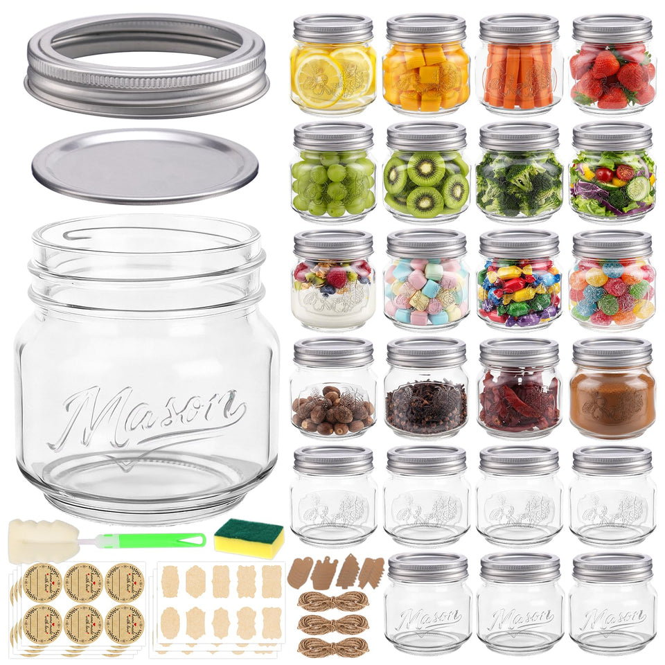 BIGIVACA 24-pack 8 oz mason jars with lids for versatile storage and canning