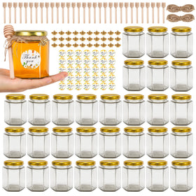 BIGIVACA 6 oz honey jar with wooden dipper for gifting and display