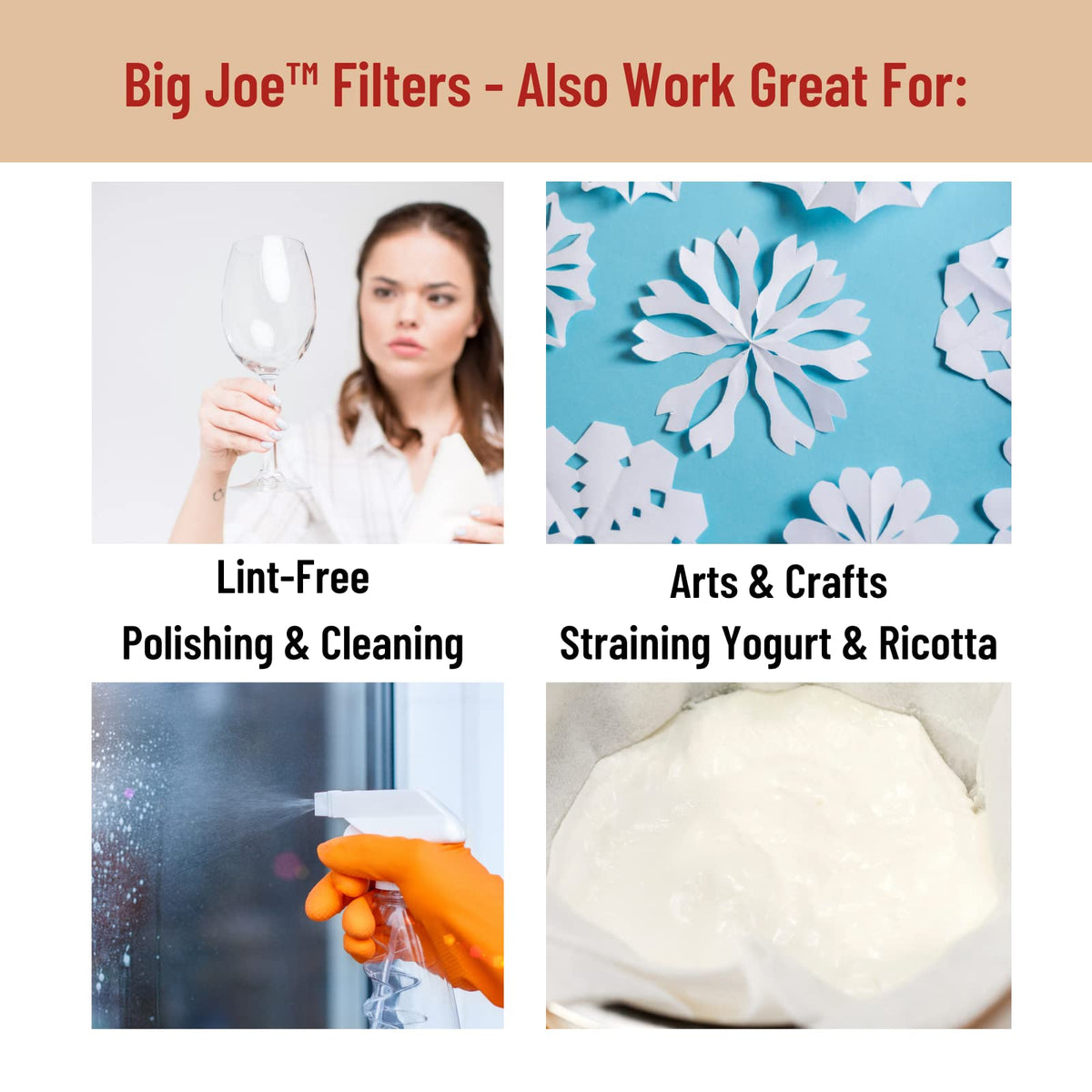 Big Joe heavy-weight filter paper resists tearing when wet