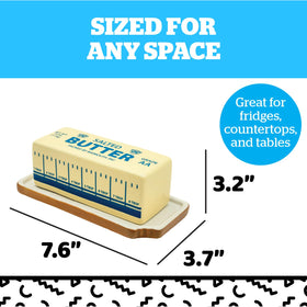 Butter dish sits on the counter, ready for easy scooping and spreading.