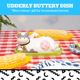 BigMouth Inc ceramic butter dish holds one stick for easy daily use.