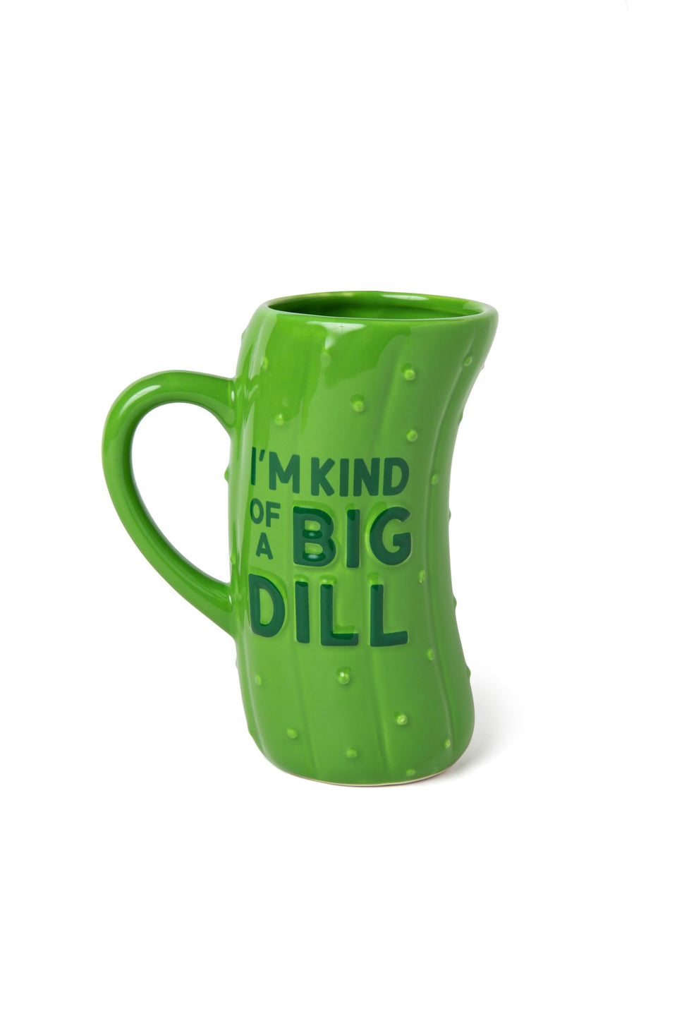 BigMouth Inc green pickle mug with 64 oz capacity adds bold humor to mornings.
