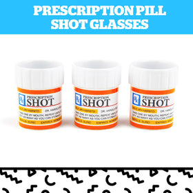 BigMouth Inc pill bottle shot glass closeup showcases durable ceramic design.
