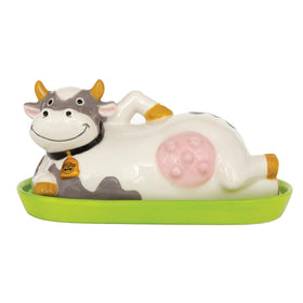 BigMouth Inc Udderly Buttery dish with cow lid keeps butter fresh and entertaining.
