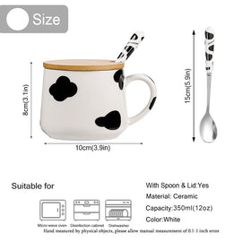 BigNoseDeer dishwasher-safe ceramic mug with lid and spoon.