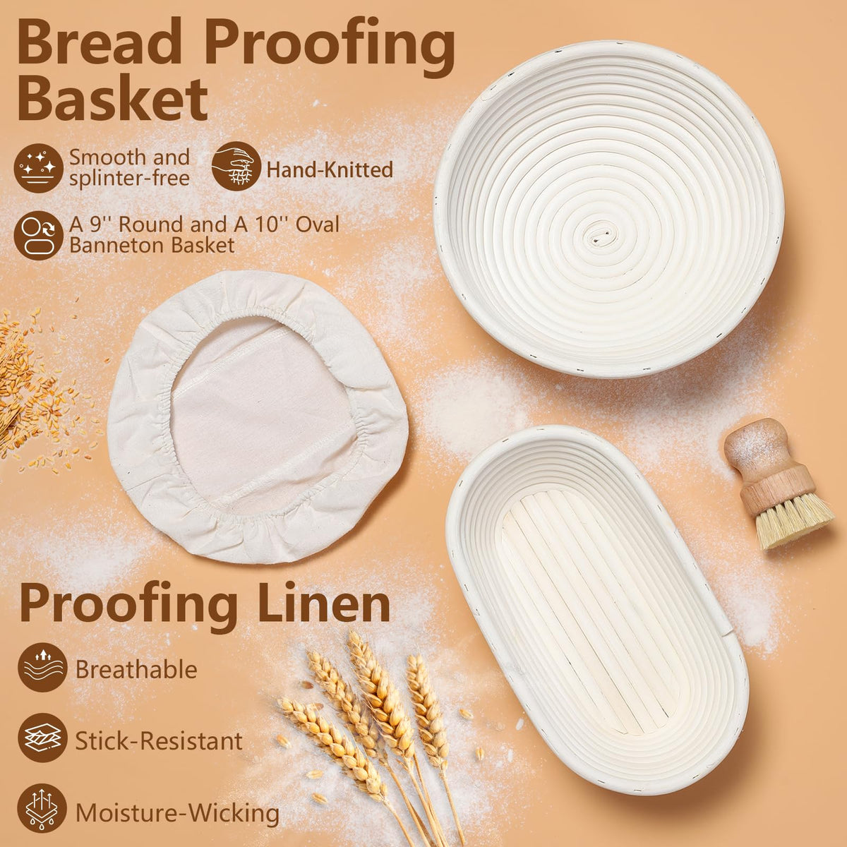 Bigwish round banneton basket helps dough shape and moisture balance.