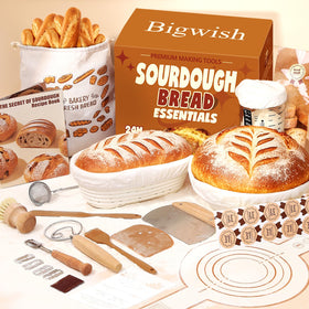 Bigwish sourdough starter jar with temperature strip for precise fermentation.