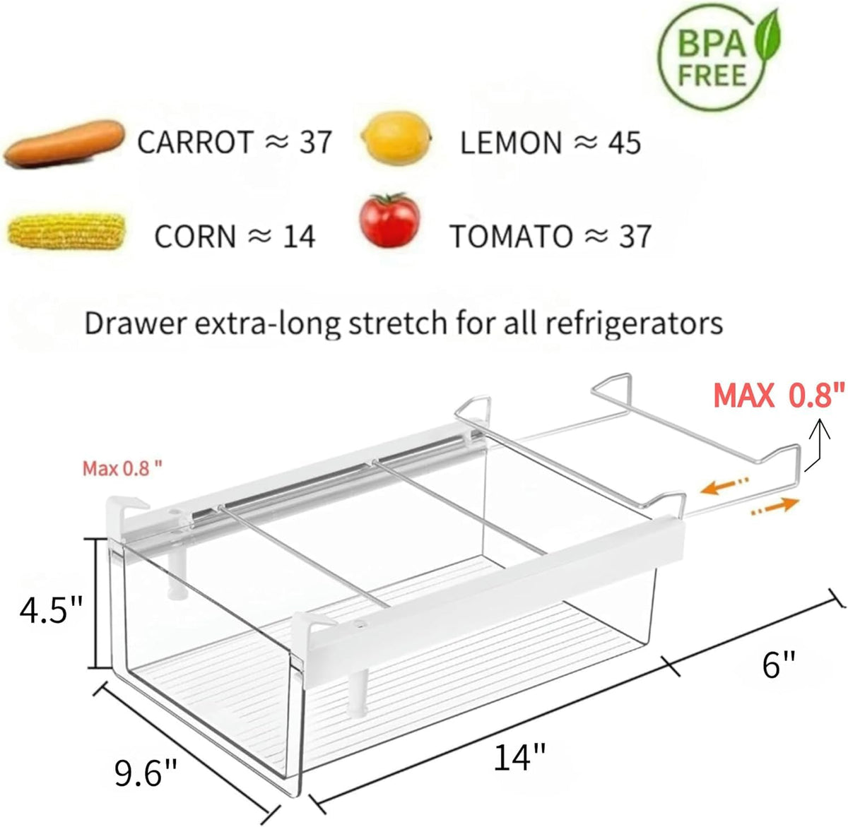 BIINONE large fridge drawer deep capacity ideal for yogurt, cheese, and deli items