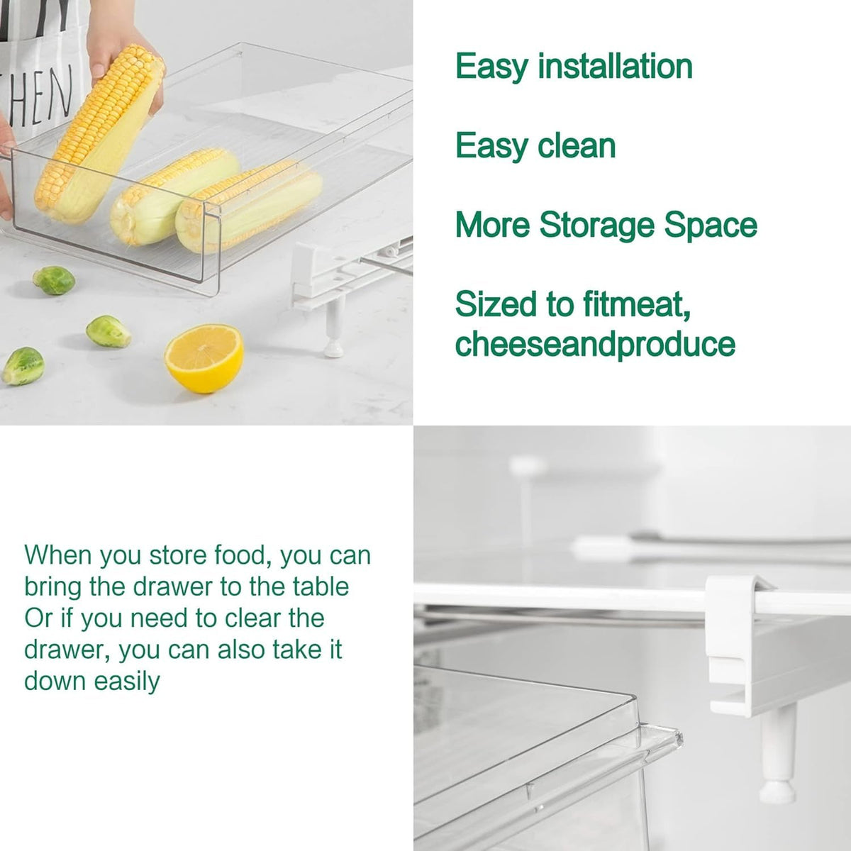 BIINONE large fridge drawer interior view shows clear organization for produce
