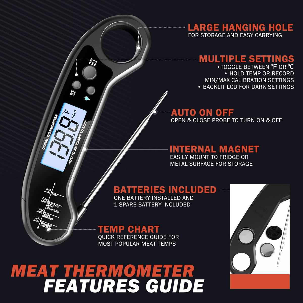 Biison pocket-size thermometer ideal for camping and travel.