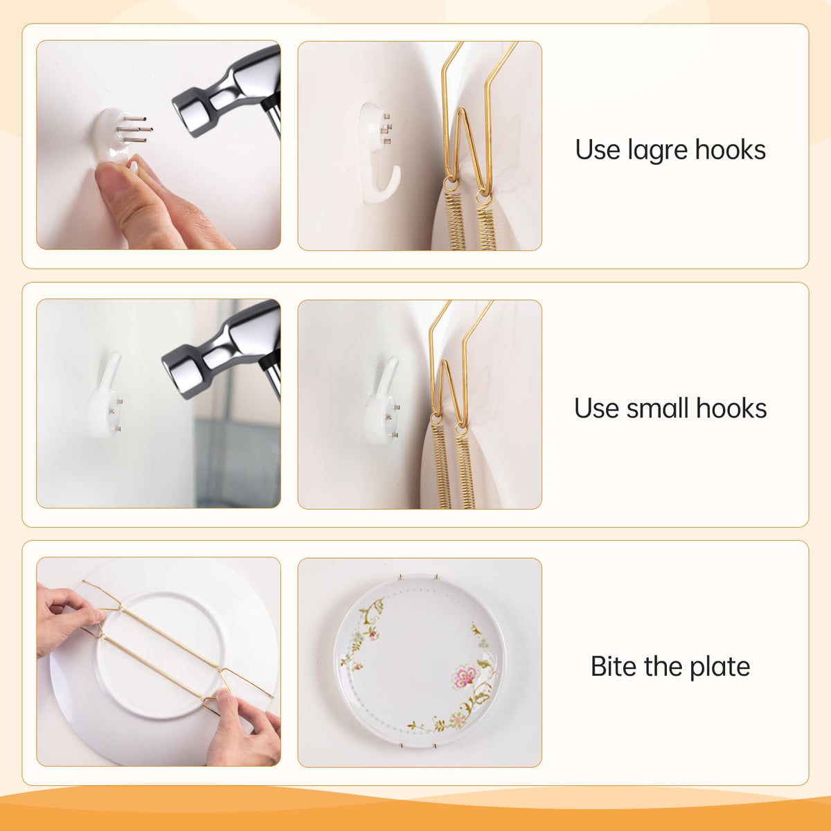 Bilillo plate hangers 12-inch, supports sizable wall art and plates.