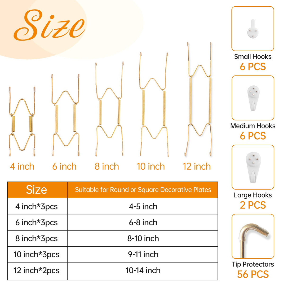 Bilillo plate hangers 6-inch, ideal for mid-sized porcelain plates.