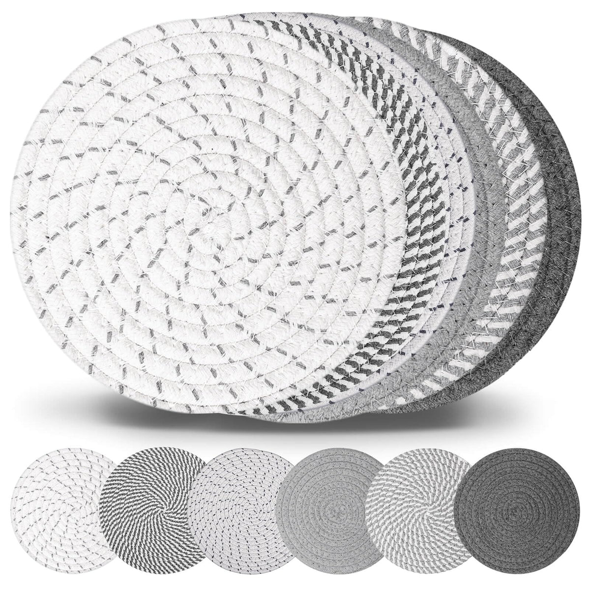 Billbotk 10-inch trivets set on table for protection from hot dishes.