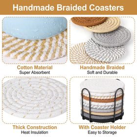 Billbotk absorbent cotton coasters absorb spills and prevent stains effectively.