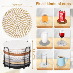 Billbotk boho design coasters blend with minimalist and neutral home decor.