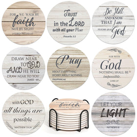 Billbotk ceramic coaster with Bible verses; absorbent surface ideal for drying drinks