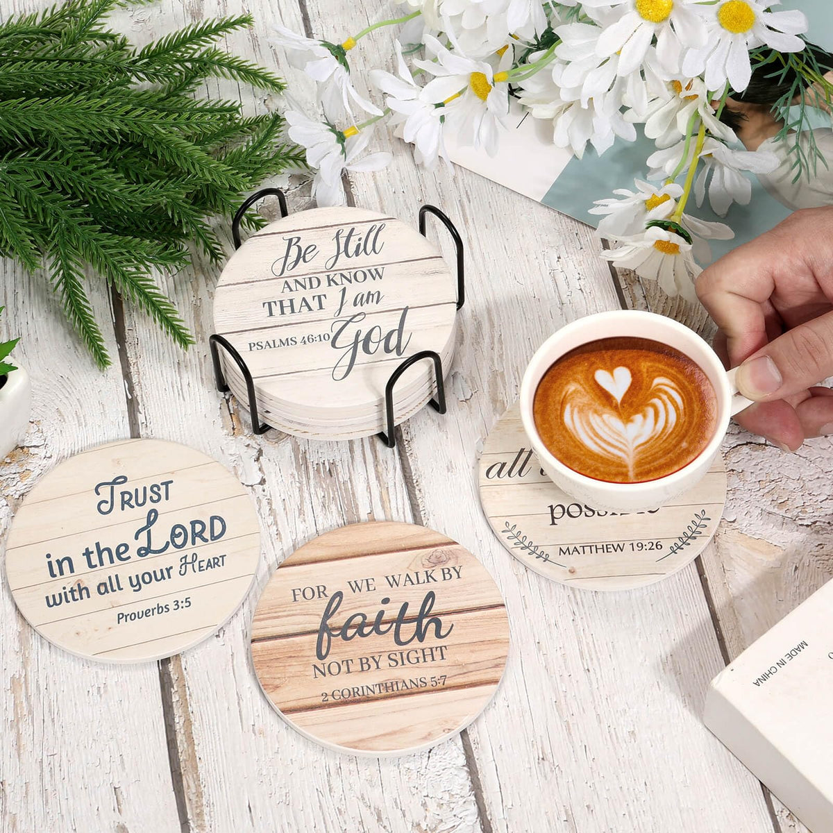 Billbotk Christian gift coasters ideal for Christmas or housewarming