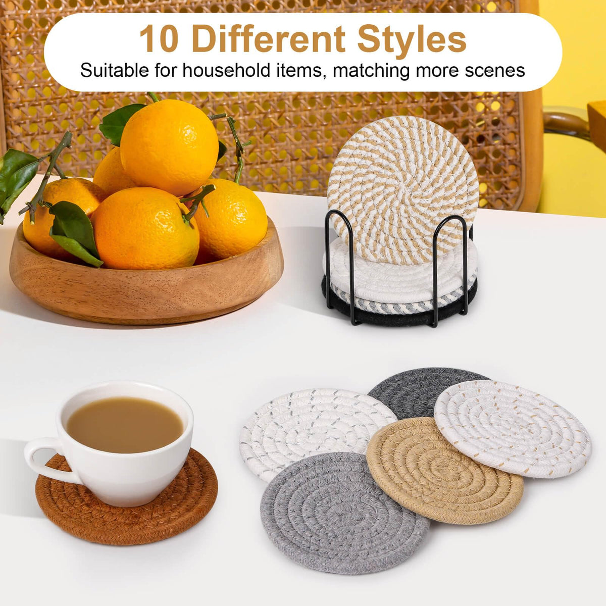Billbotk coaster holder keeps coasters organized and ready for quick use.
