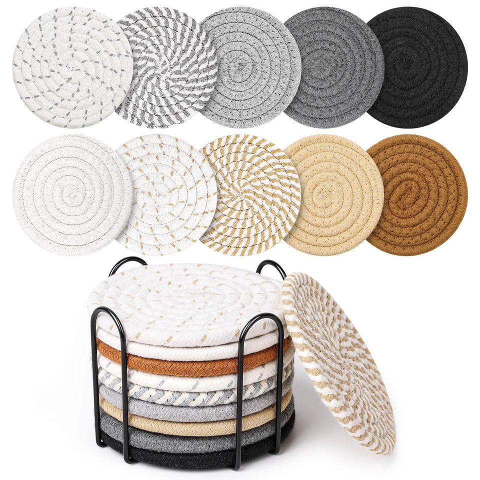 Billbotk coasters set in 10 colors protects surfaces while adding colorful style.