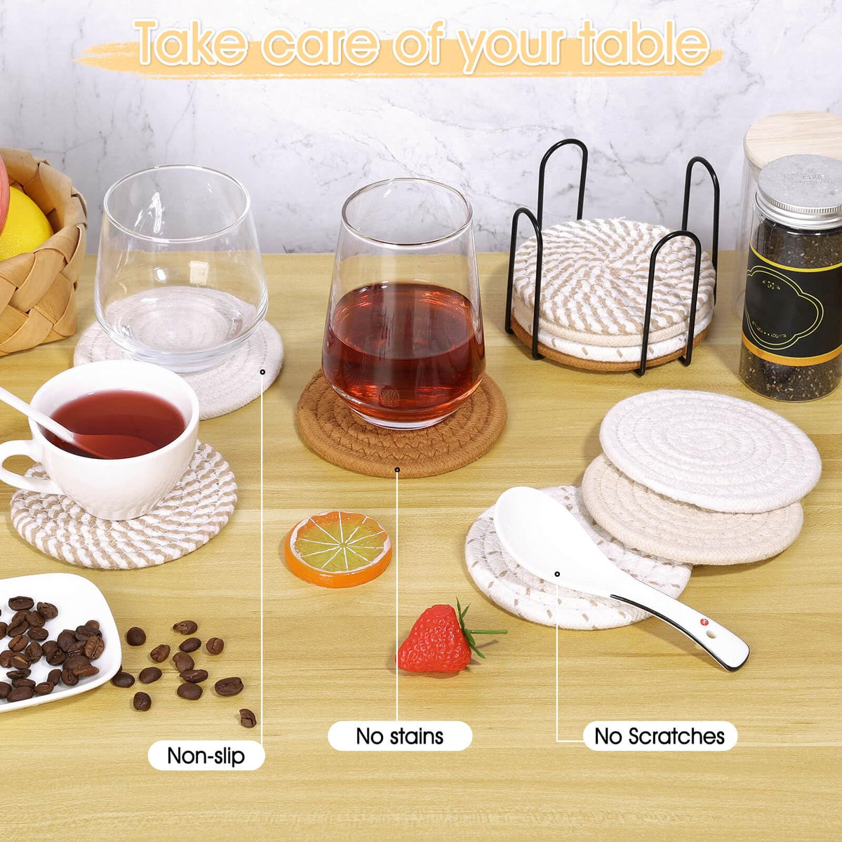 Billbotk 4.3-inch diameter coasters fit most cups