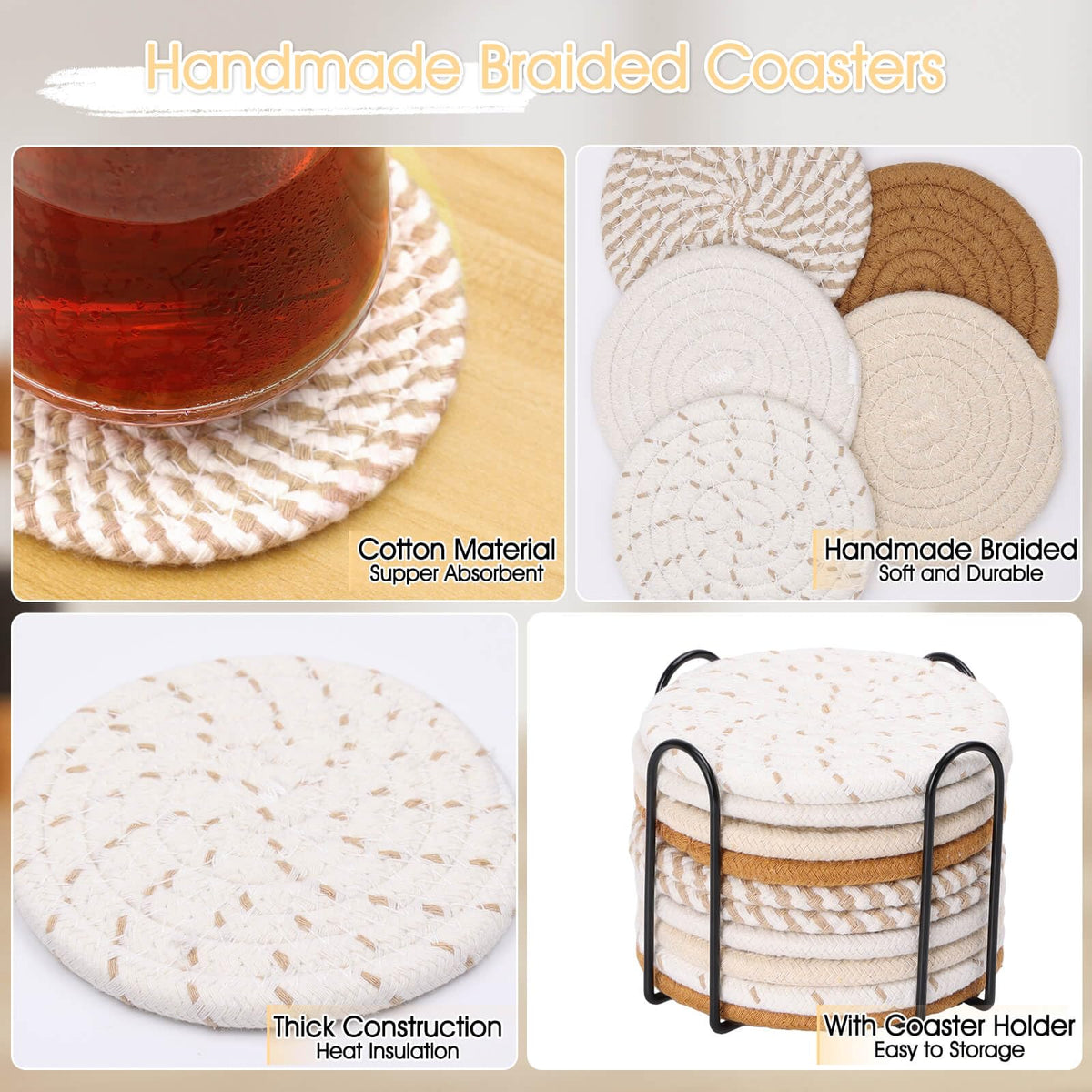 Billbotk fall farmhouse coasters with warm textures