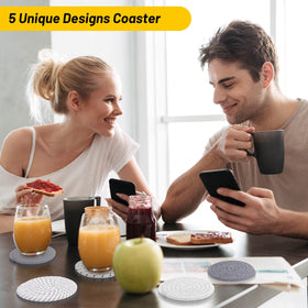Billbotk coasters on a coffee table protect surfaces.