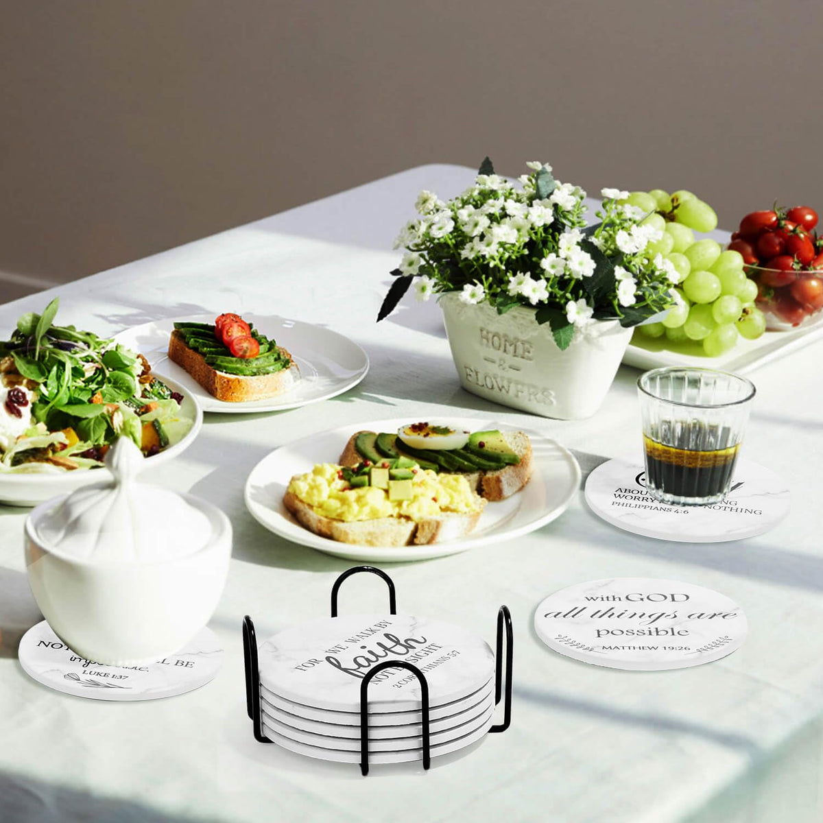 Billbotk decor-friendly coasters blend faith-inspired design with everyday practicality
