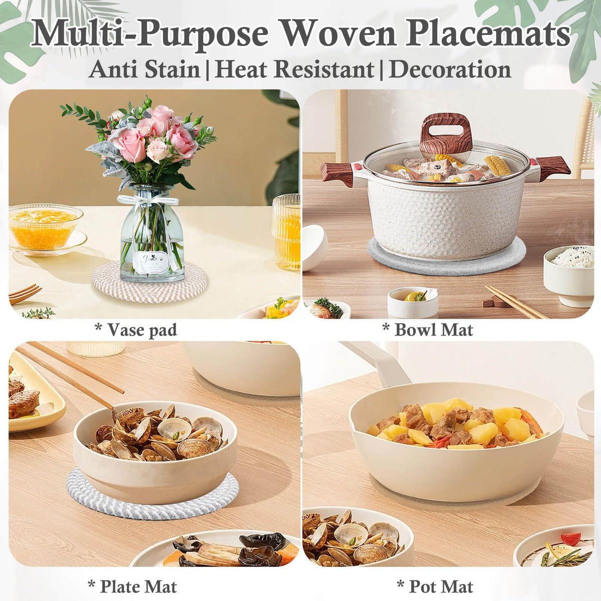 Billbotk multi-use mats double as hot pads and vase mats for decor