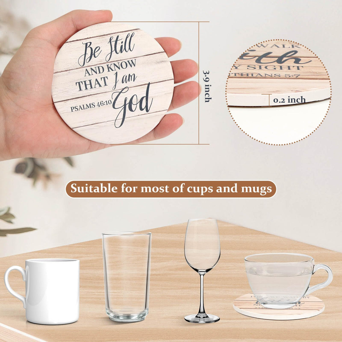 Billbotk ceramic coaster with cork back prevents scratches and slips