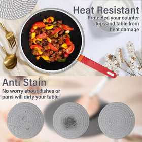 Billbotk farmhouse boho trivets styled as rustic kitchen decor.