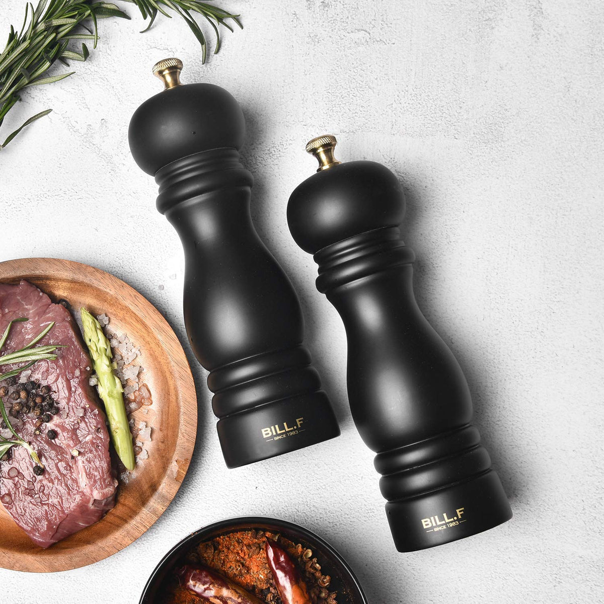 billf ceramic-core pepper grinder detail highlights rust resistance and durability.