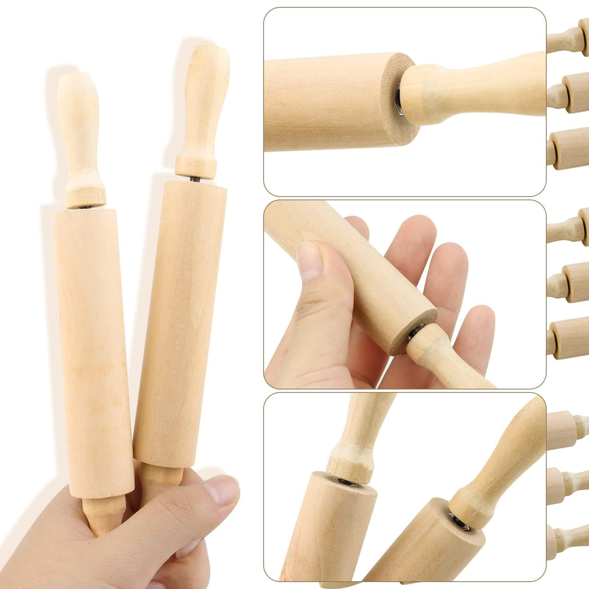 BILLIOTEAM smooth wood finish rolling pin durable for daily use.