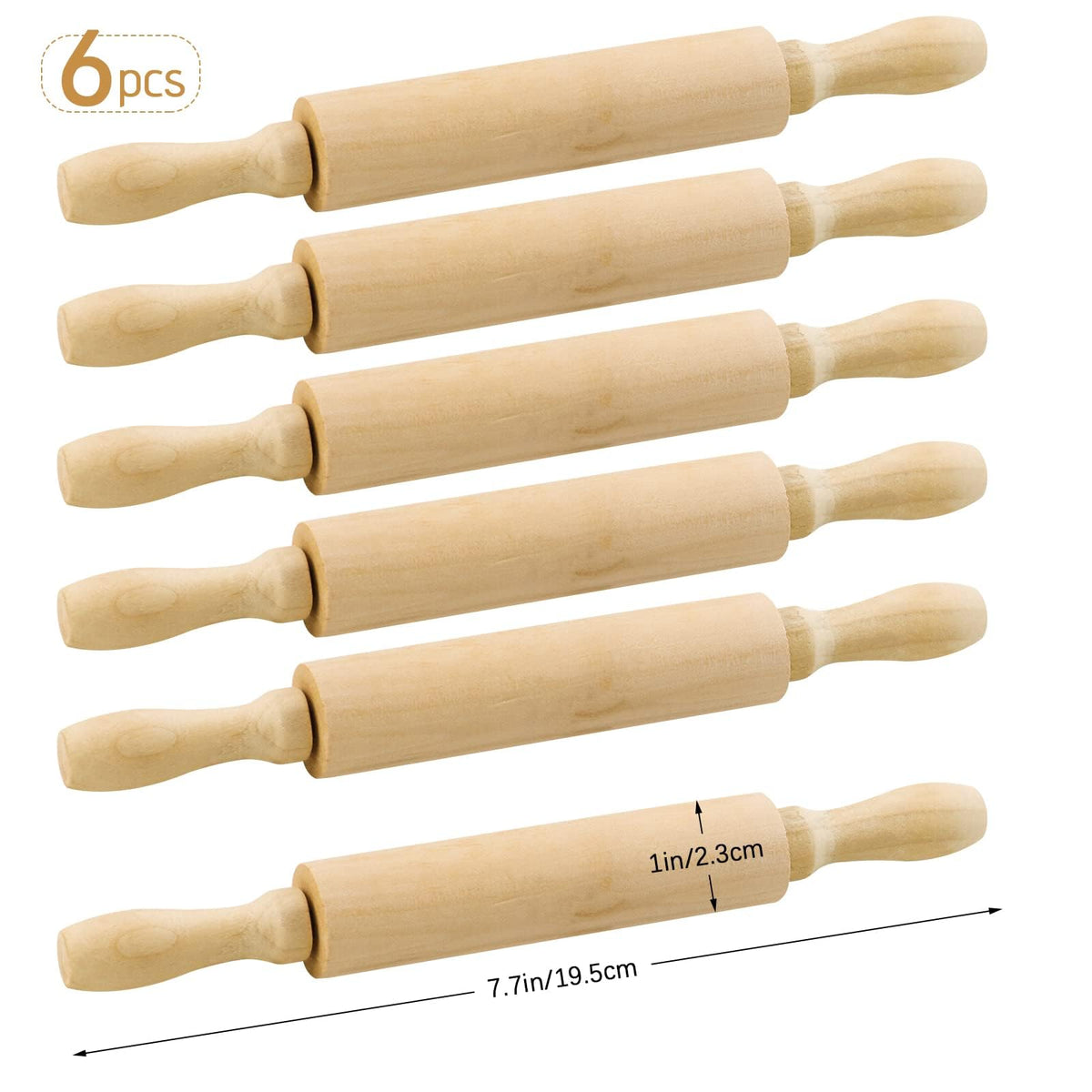 BILLIOTEAM wooden rolling pin designed for kids' hands and easy grip.