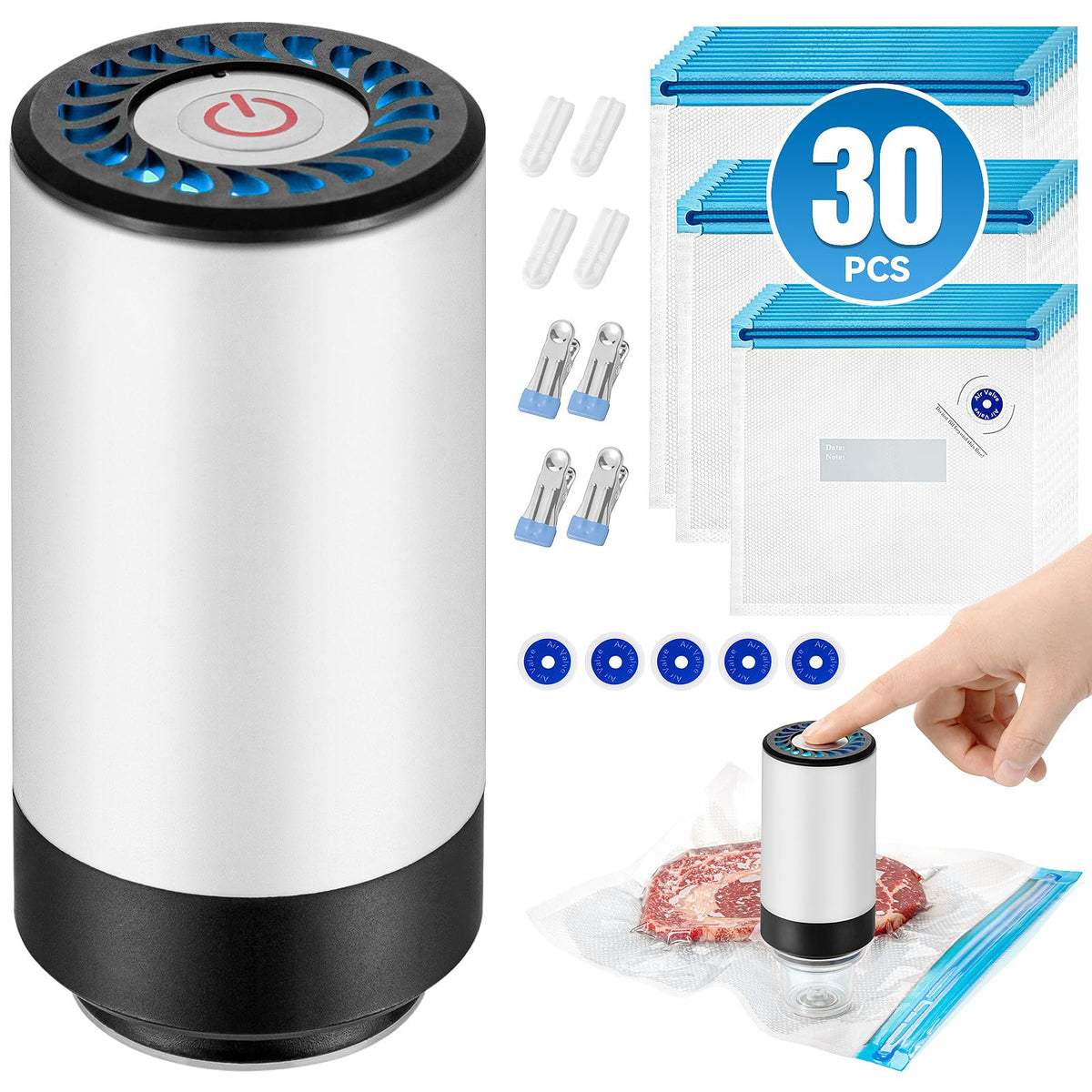 Billty handheld vacuum sealer in compact design for on-the-go freshness.
