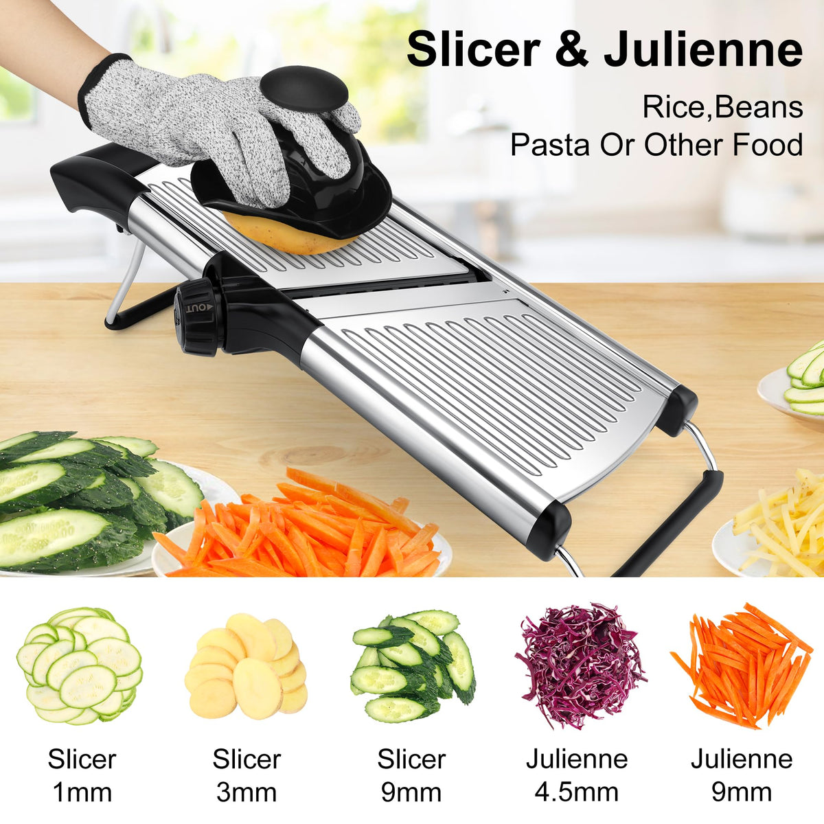 -BINGBING- Mandoline Slicer dishwasher-safe design simplifies cleanup after prep.