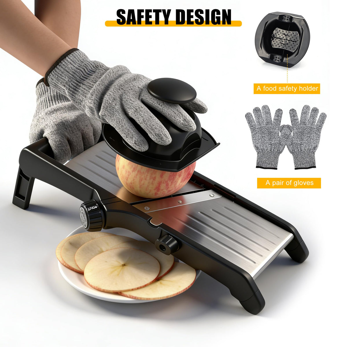 -BINGBING- mandoline gloves provide safer handling during prep.