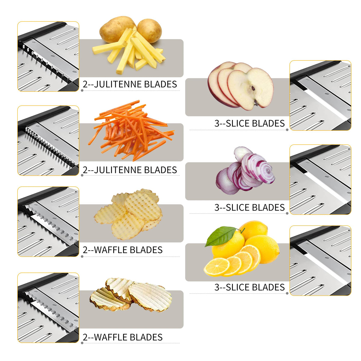 -BINGBING- mandoline slicer creates even shredded vegetables for salads or slaws.