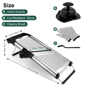 -BINGBING- Mandoline Slicer straight and julienne blades for versatile cuts.