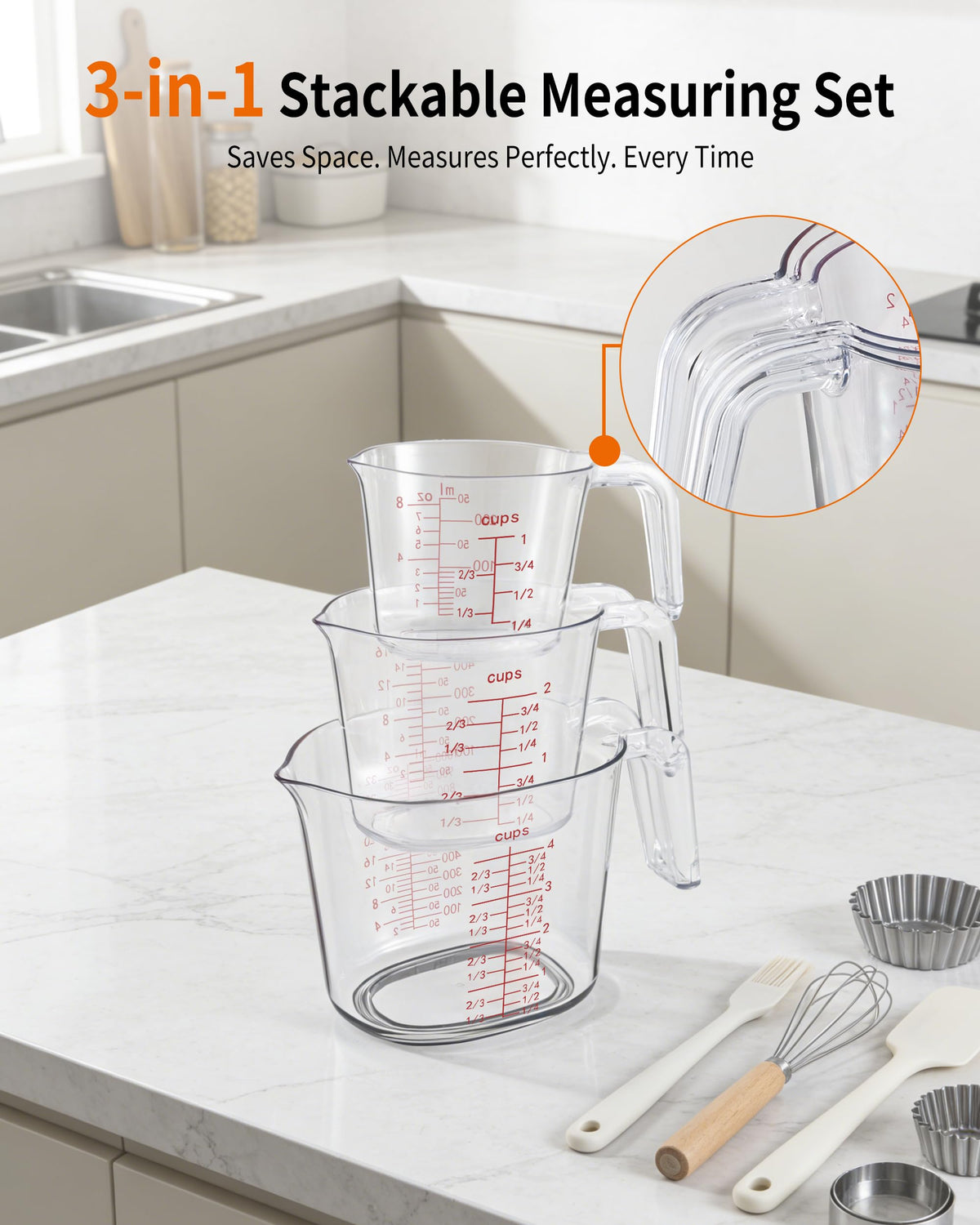 BINGBING nesting design keeps cups compact and organized.