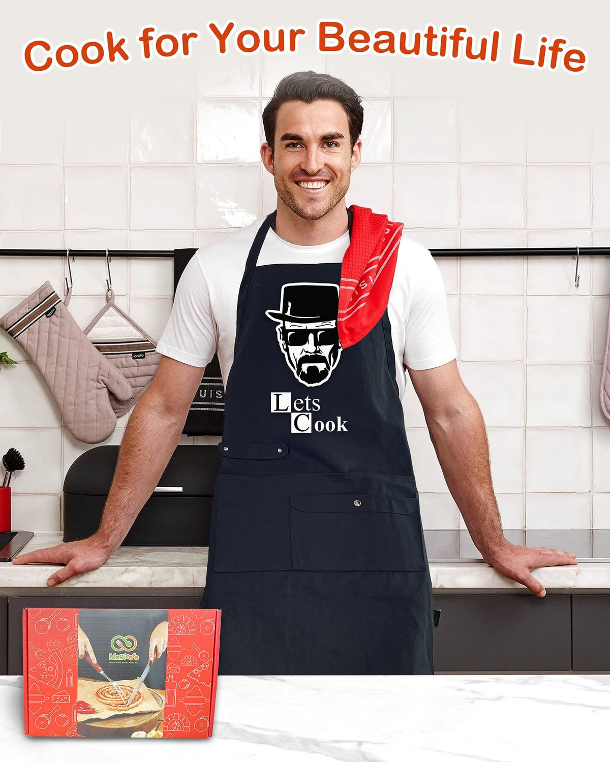 Binggle Black bib apron with water-resistant coating