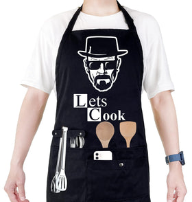 Binggle Funny Cooking Chef Apron front pocket for easy utensil access