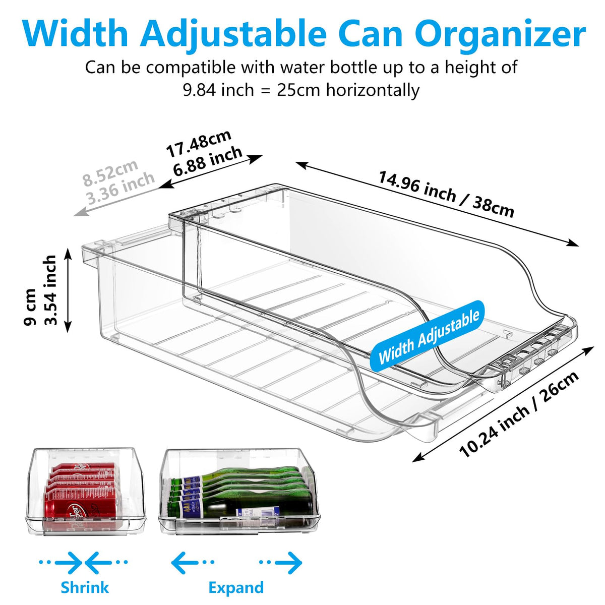 BingoHive can organizer expanded wide section demonstrates extended capacity for tall cans.